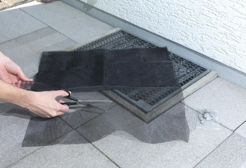 Dirt and small animal deflectors for light shafts, fiberglass fabric