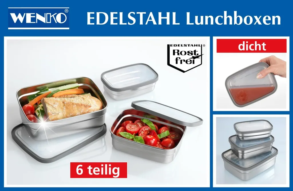 Stainless steel lunch box, 6 pieces