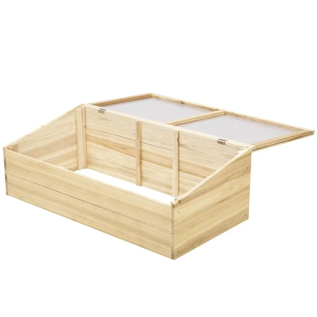 Greenhouse wooden cold frame cold frame greenhouse garden & planter system for garden balcony, 100 x 50 x 35 cm, Nat