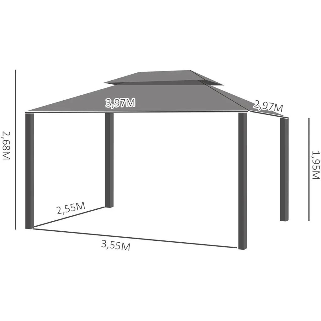 Garden gazebo - incl. curtains - grey - 4 x 3 m