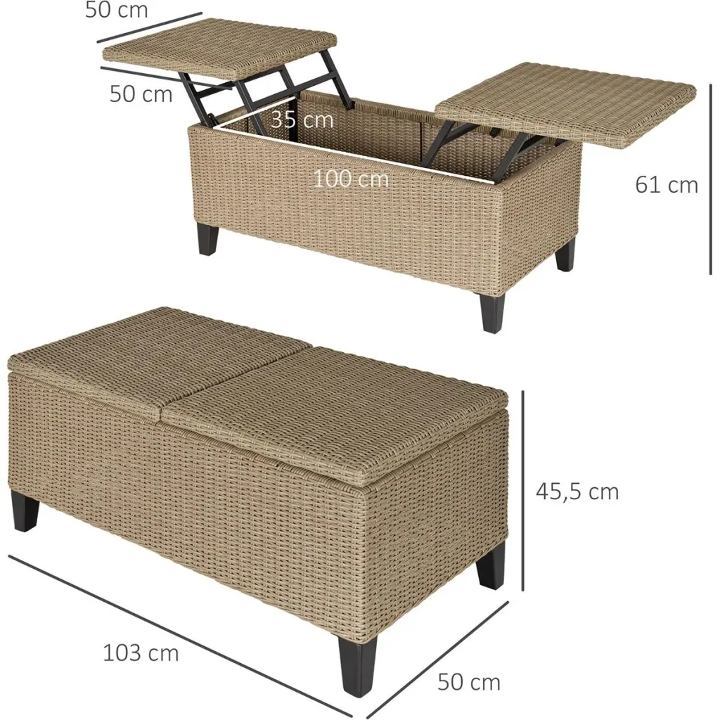 2-in-1 garden table with storage space khaki