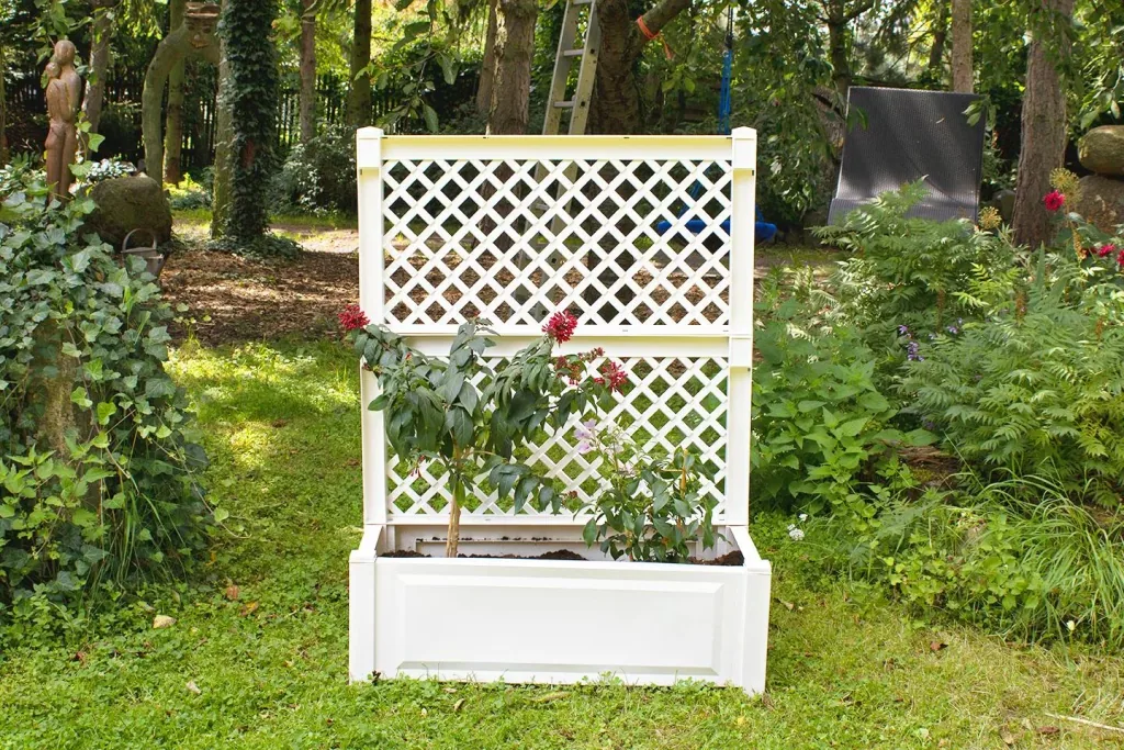 Planter 100 cm + trellis, white