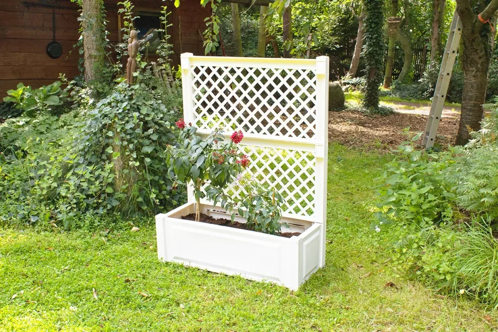 Planter 100 cm + trellis, white