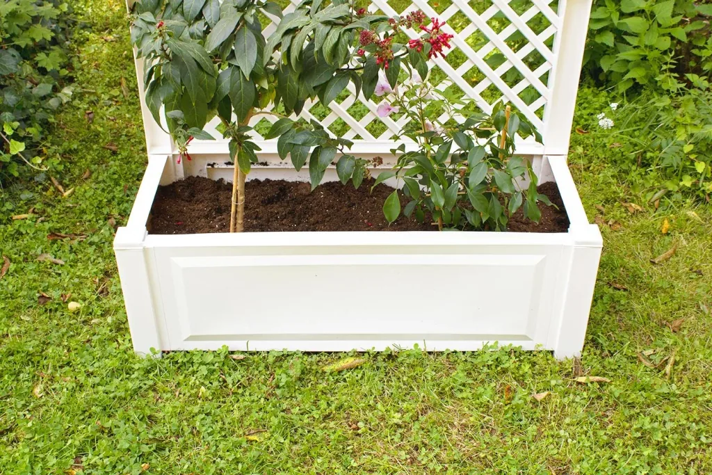 Planter 100 cm + trellis, white
