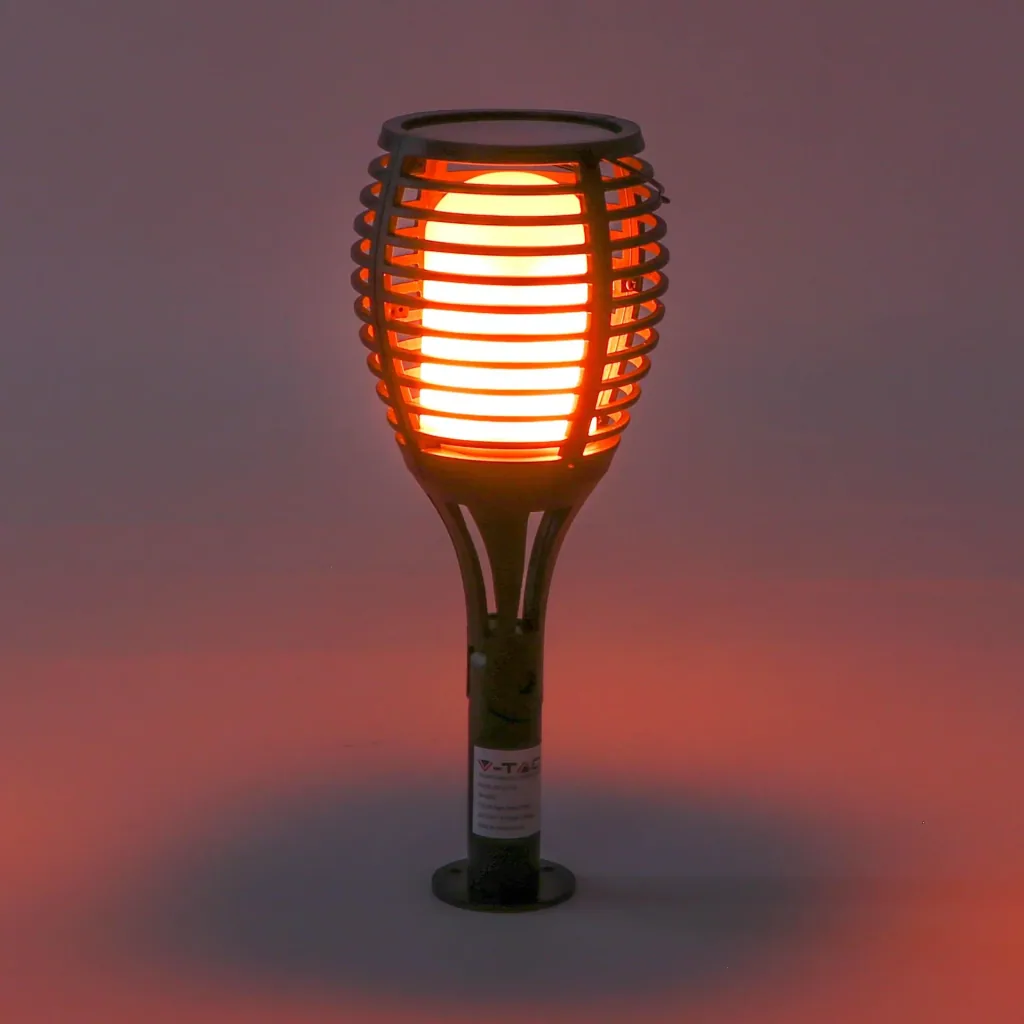 VT-719 Solar lamp flashlight with moving flame and twilight sensor