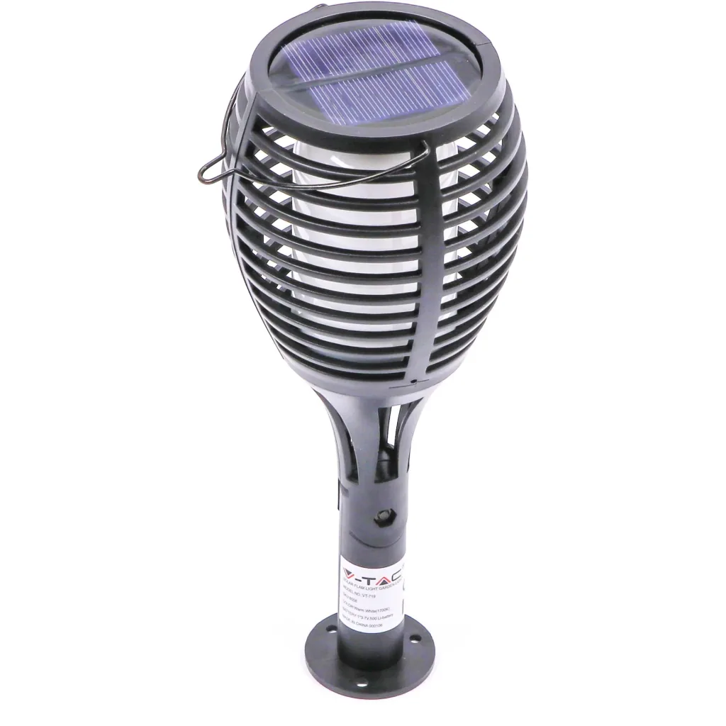 VT-719 Solar lamp flashlight with moving flame and twilight sensor