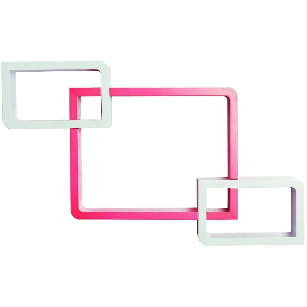 Wall shelf hanging shelf with 3 compartments MDF pink+white