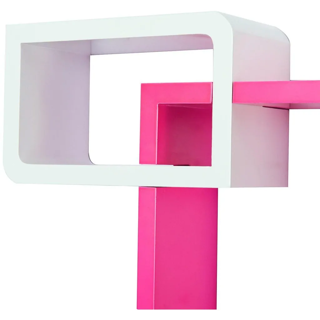 Wall shelf hanging shelf with 3 compartments MDF pink+white