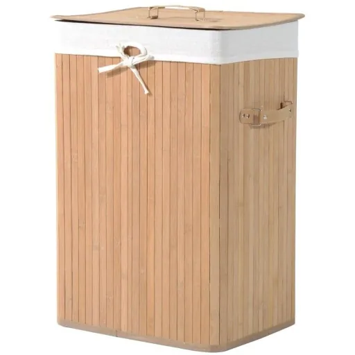 Laundry basket laundry box 72L bamboo square natural