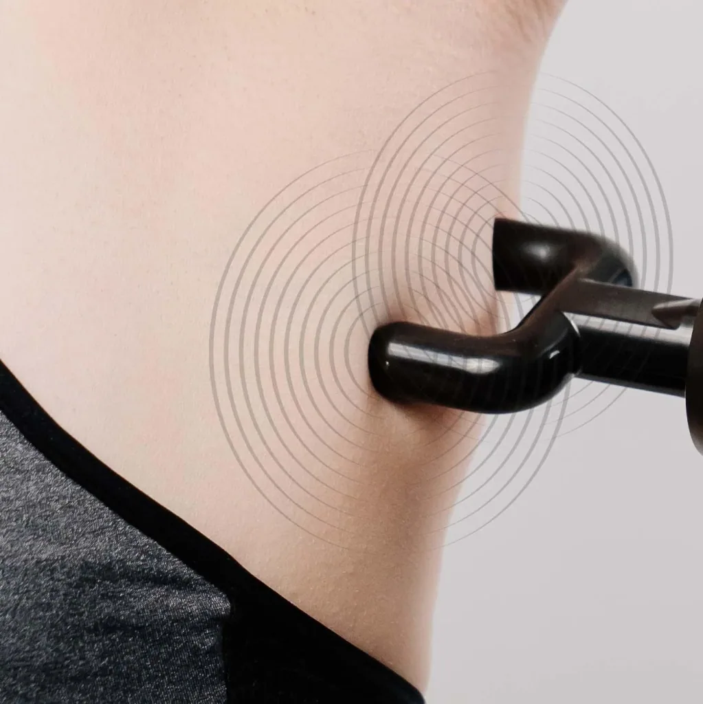 Mini massage gun, 6 speed levels, 4 massage heads