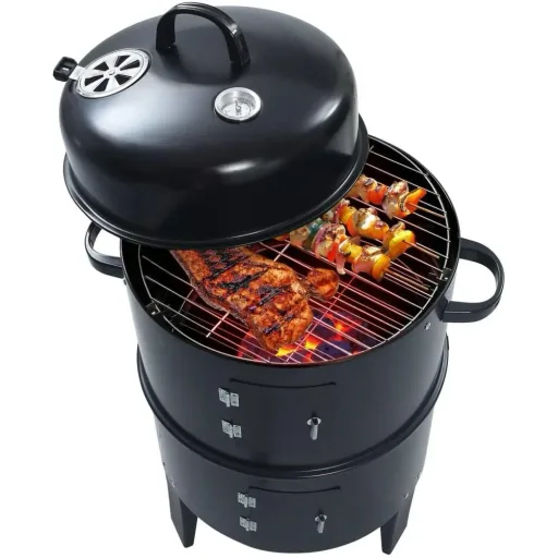 3-in-1 charcoal smoker grill 40x80 cm
