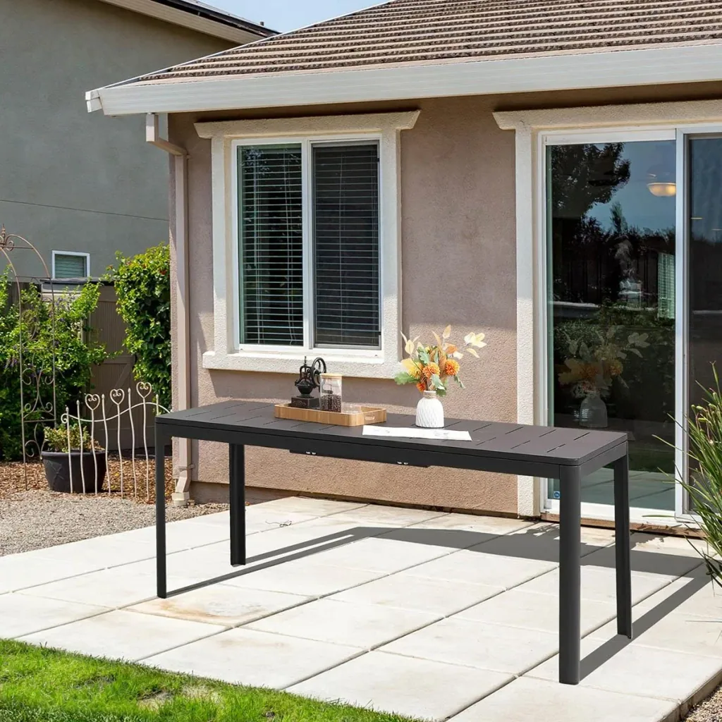 Extendable balcony table 180-240 cm patio table extendable dining table outdoor aluminum black