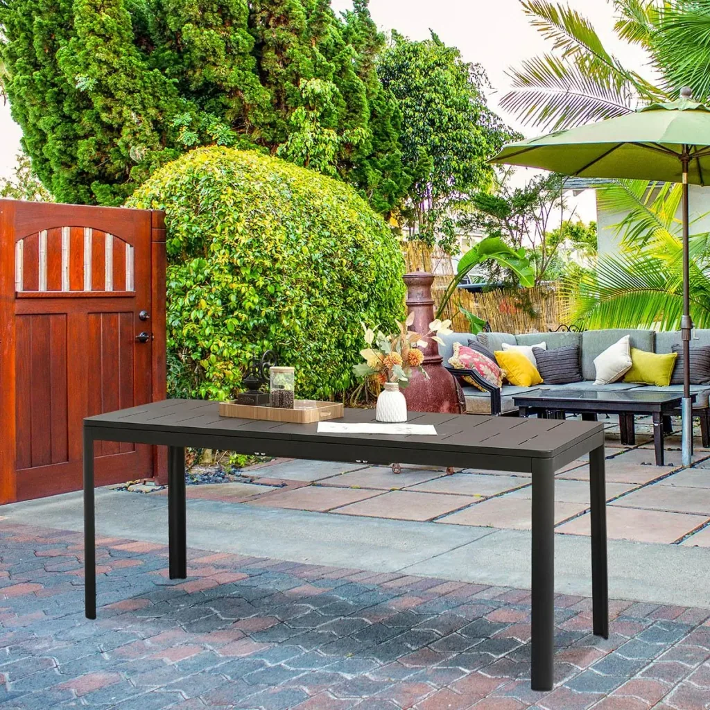 Extendable balcony table 180-240 cm patio table extendable dining table outdoor aluminum black
