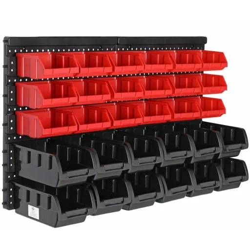 4x tool rack with stacking boxes 32 pieces - 2 wall panels of 32x38x2 cm