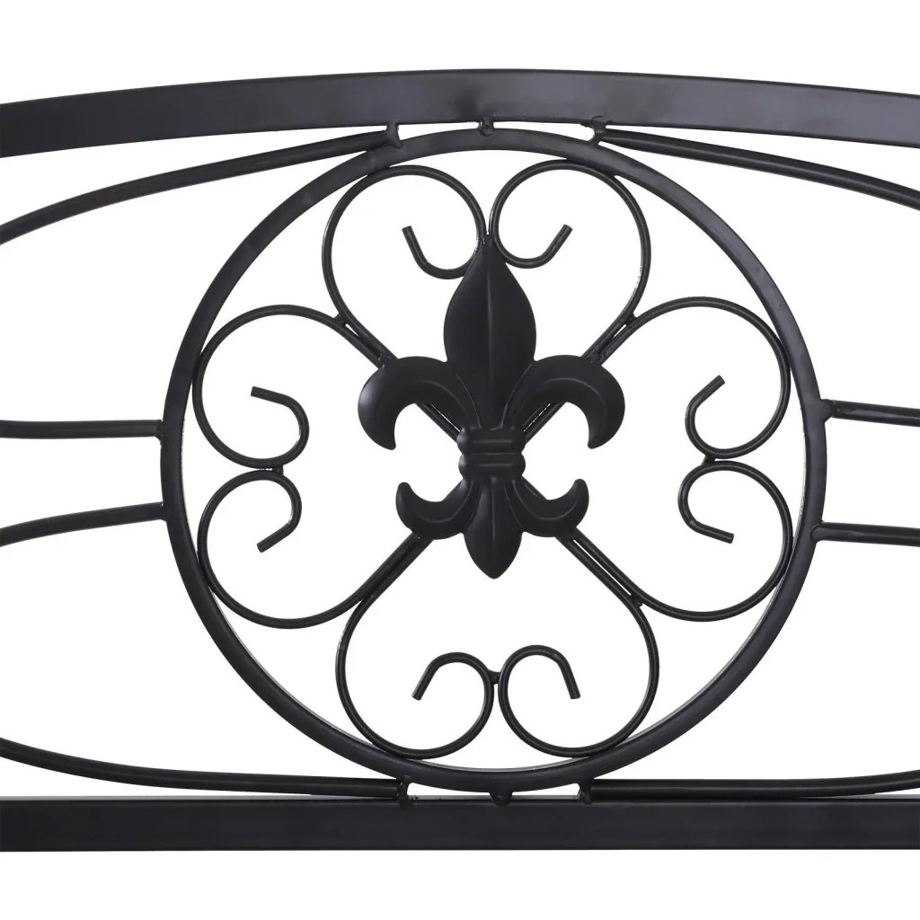 2-seater garden bench with armrests, metal bench, country house style, metal, black, 128 x 50 x 91 cm