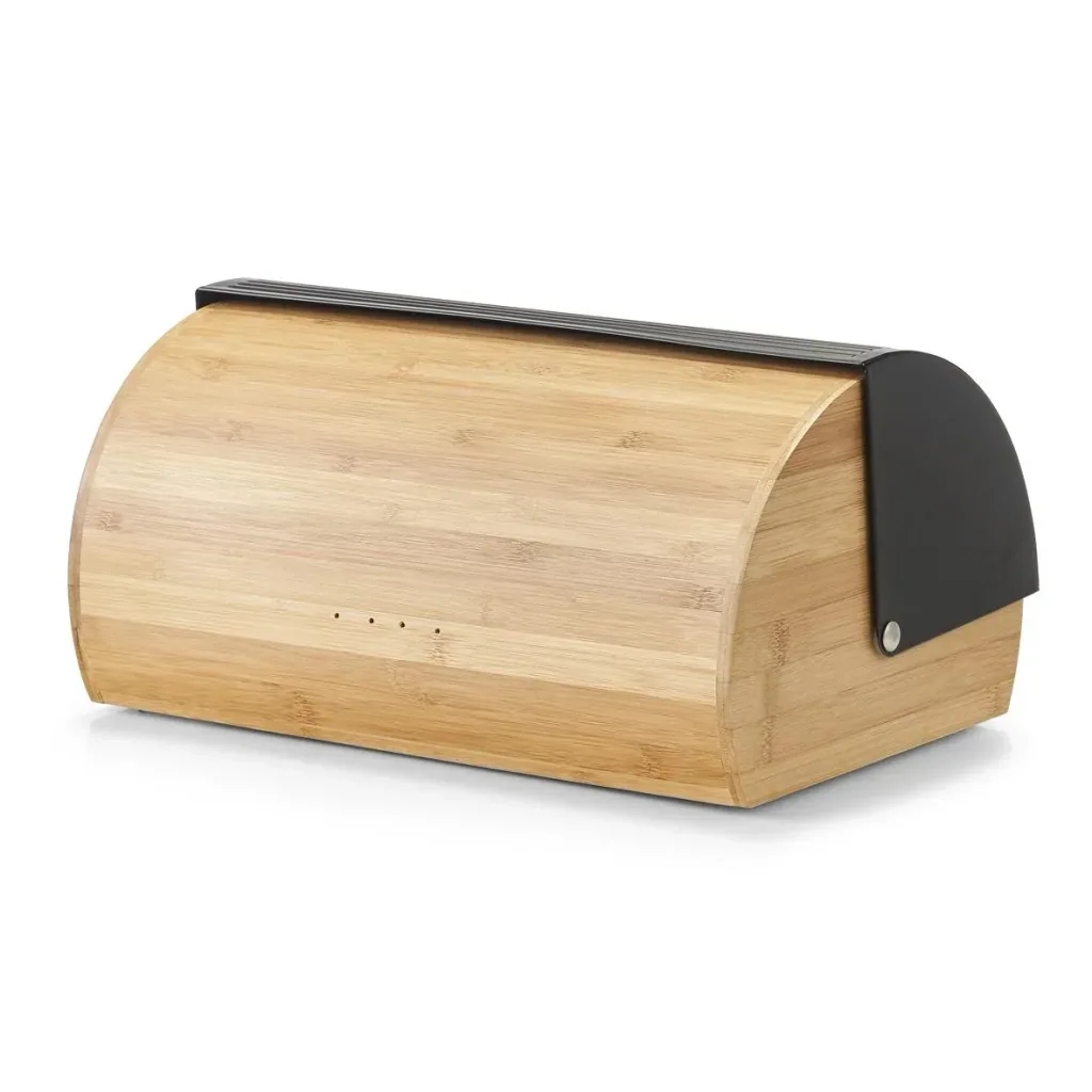 Bread bin, bamboo/metal, black
