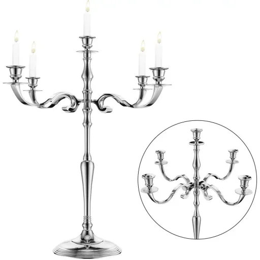 Candlestick 80cm silver