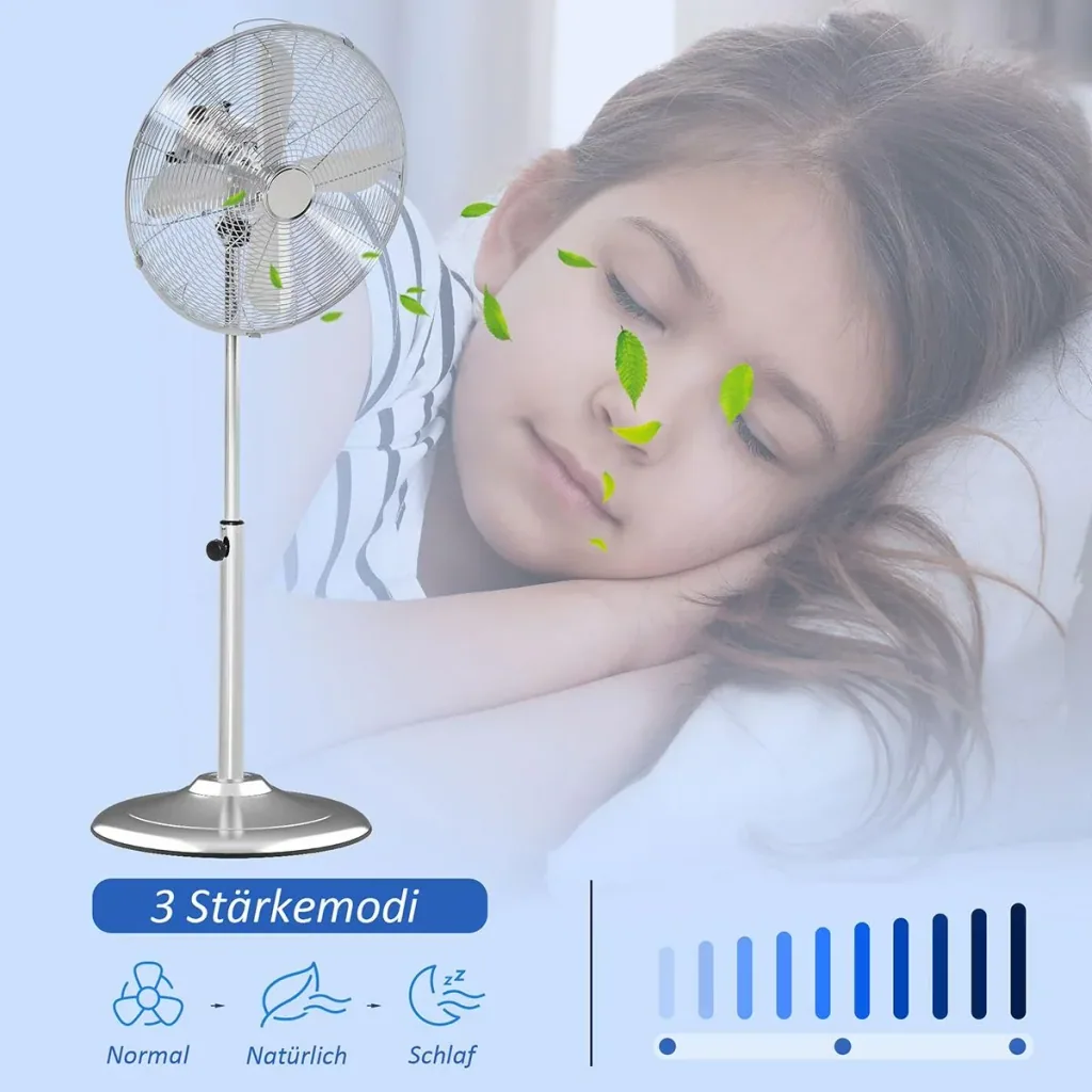 Pedestal fan with 3 speed levels silver