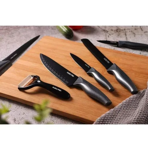 Kitchen knife set - 6-piece - Carbon - Black