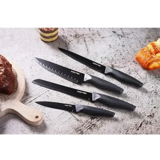 Kitchen knife set - 6-piece - Carbon - Black