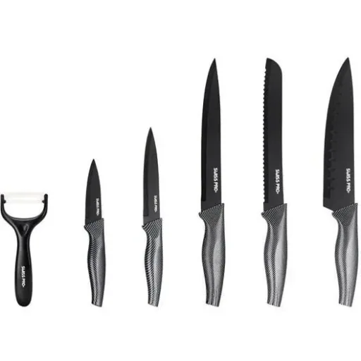 Kitchen knife set - 6-piece - Carbon - Black