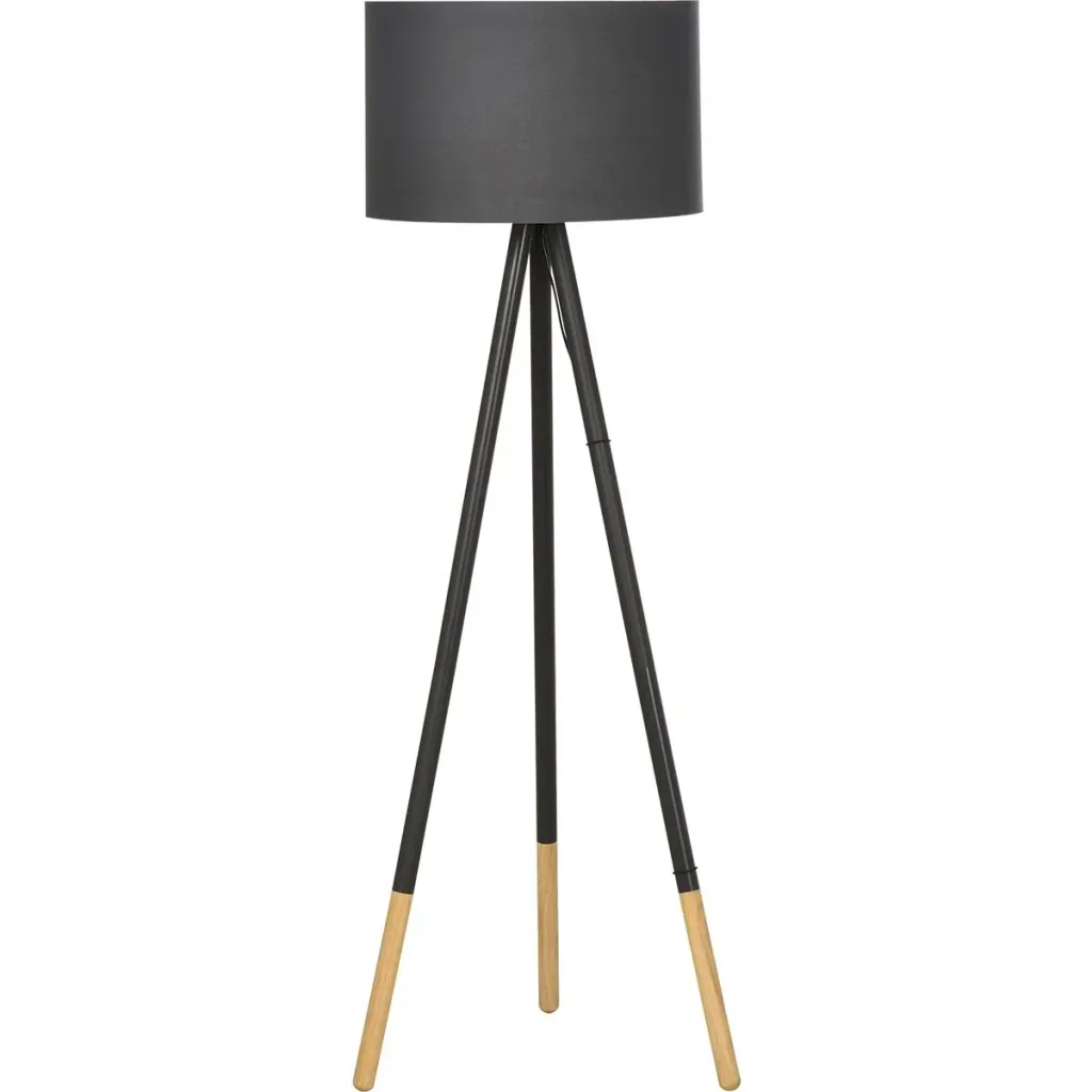Designer floor lamp with tripod and foot switch grey