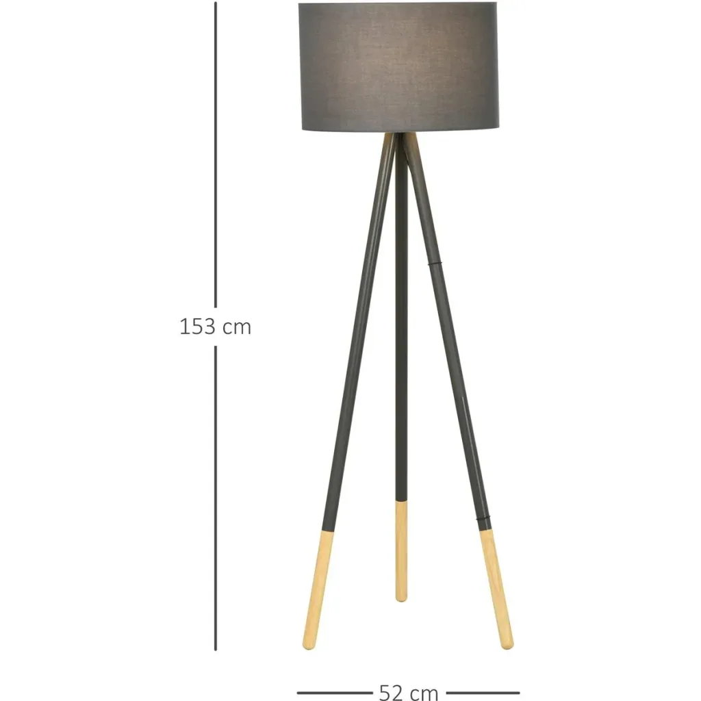 Designer floor lamp with tripod and foot switch grey