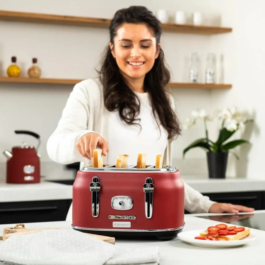 Retro Toaster - 4-slice Toaster - Red