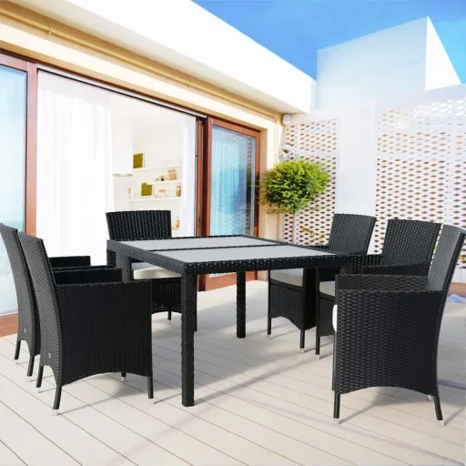 Garden set polyrattan Milan 6+1 set - black