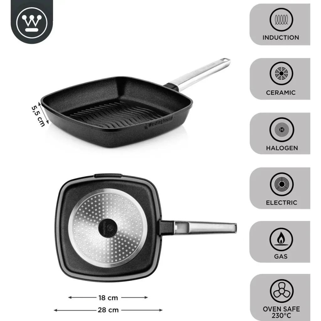 NL Performance Series Cookware Set - Saucepan 18 cm + Grill Pan 28 cm - Black