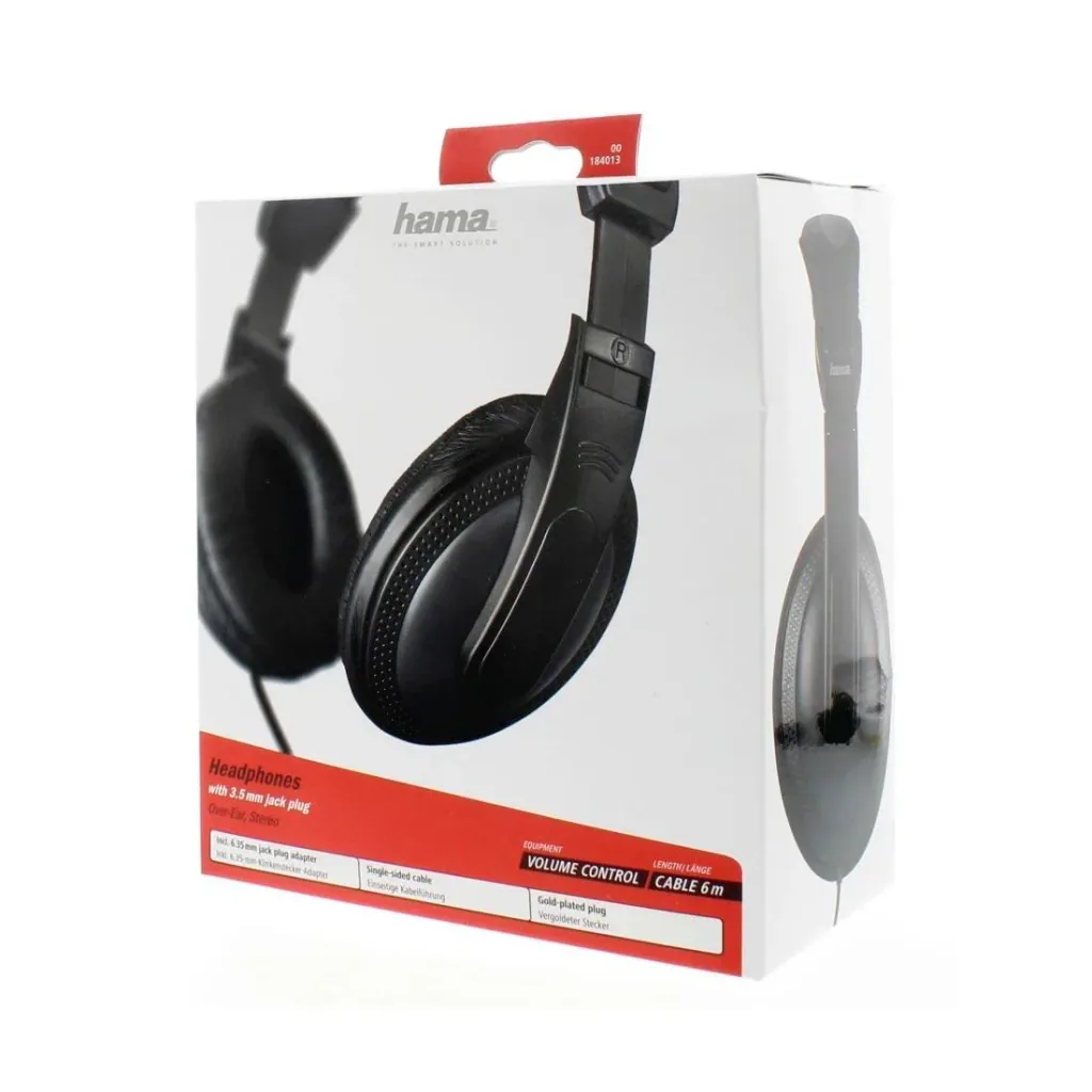 Over-ear stereo headphones Basic4TV with volume control on the cable