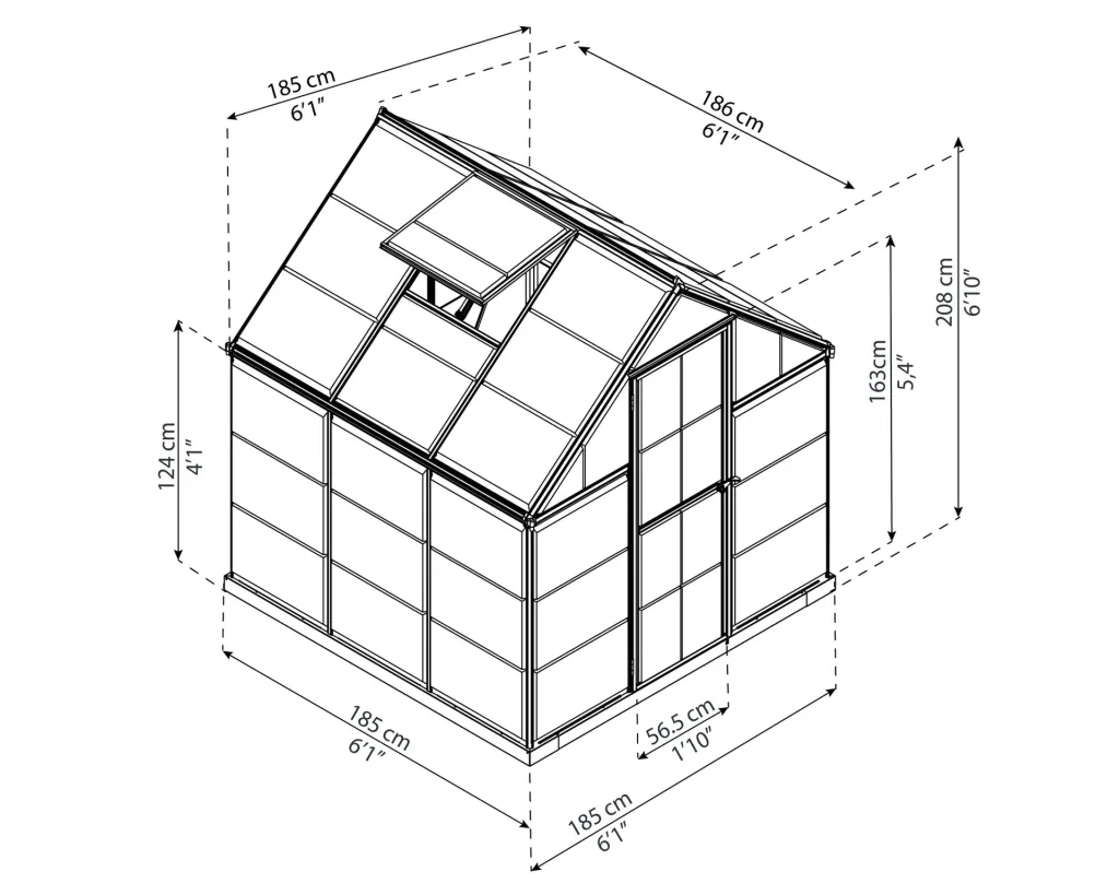 Greenhouse "Harmony" - 6x6, silver
