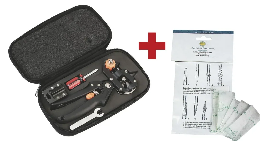 GartenMeister grafting set with 2 replacement Omega blades, grafting tape 10 pieces - made of PE