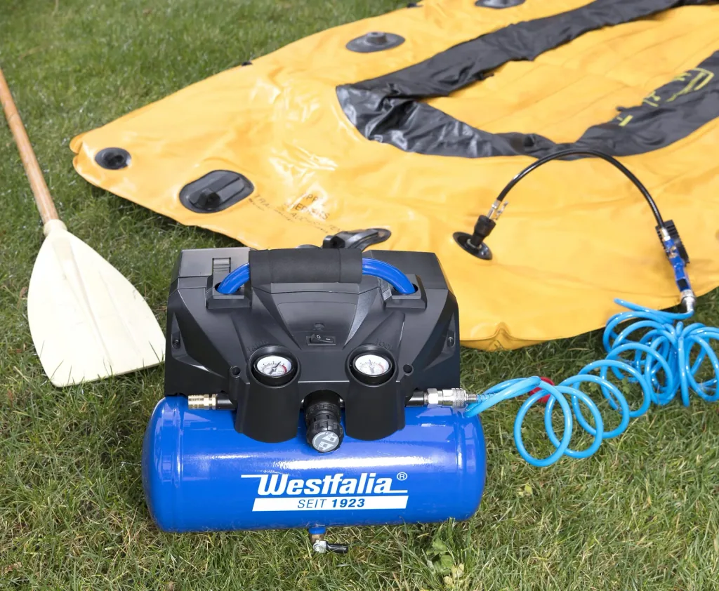 Cordless air compressor set, 2x18 Volt-4 Ah, 1x Dippel quick charger