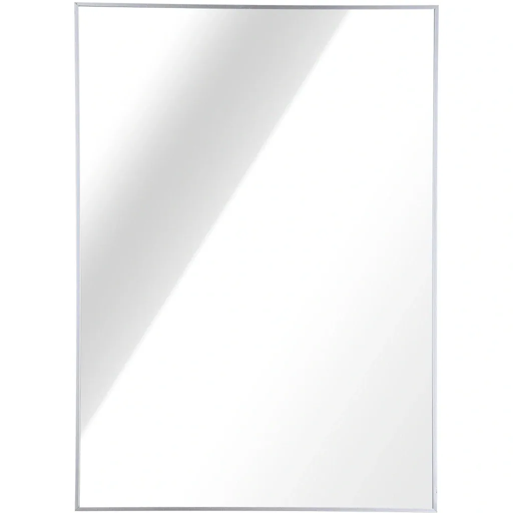 Wall mirror bathroom mirror 60 x 80 cm mirror hallway mirror aluminum frame silver