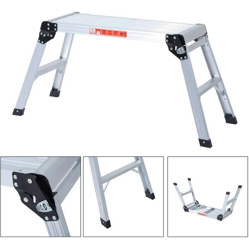 Work platform with integrated folding lock silver