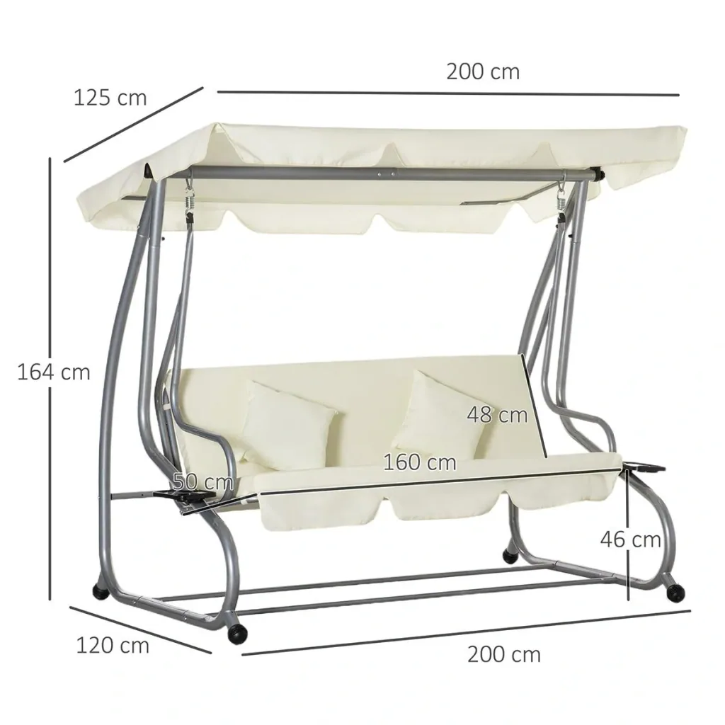 Rocking chair 3-seater porch swing garden swing with seat and backrest tray bench swing bench Dachwink