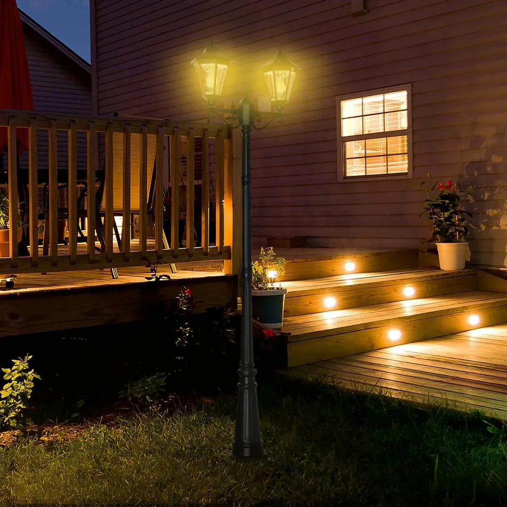 Solar Lamp Pole - Double - Black - 22 x 72 x 248 cm
