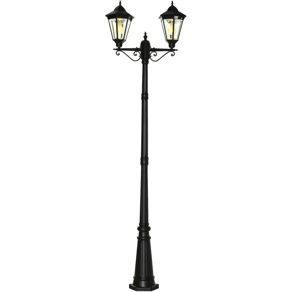 Solar Lamp Pole - Double - Black - 22 x 72 x 248 cm
