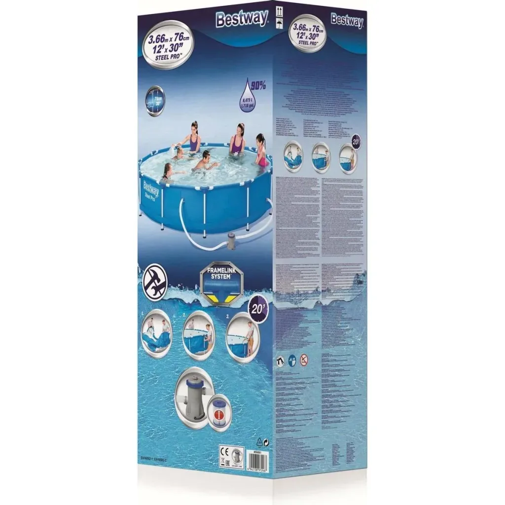 Swimming pool with filter pump - Ø366cm - 6473 L - Filter pump: 1.2 m³/h