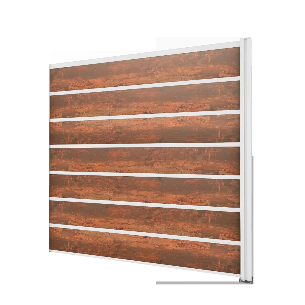 Privacy screen extension, white, 1.94 x 1.86 m, laminated panels rust look