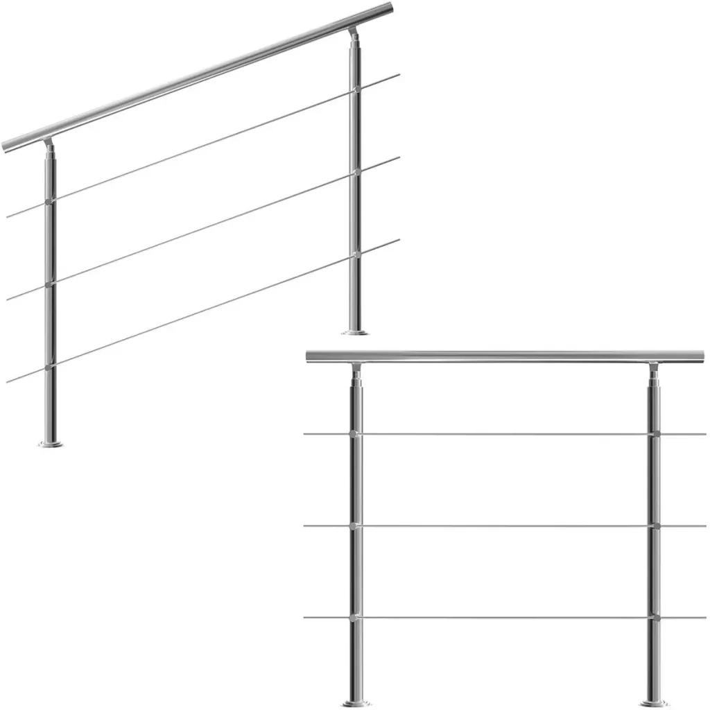 Railing - stainless steel - 150 cm - 3 posts