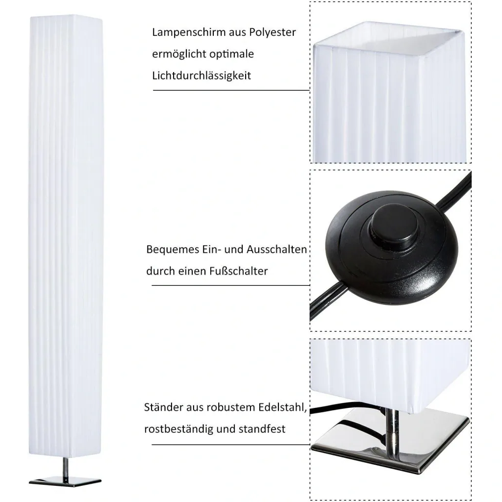Floor lamp living room E27 stainless steel 120cm white