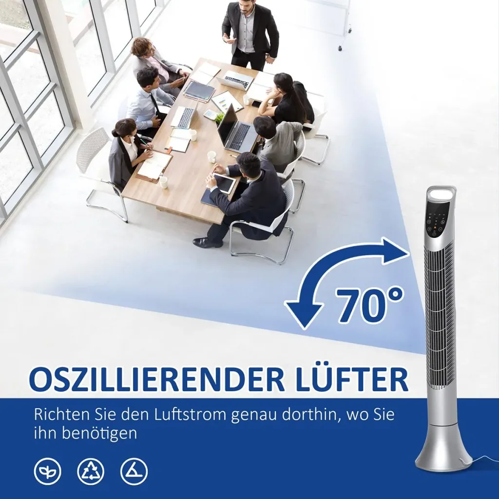 Tower fan with 3 ventilation levels white