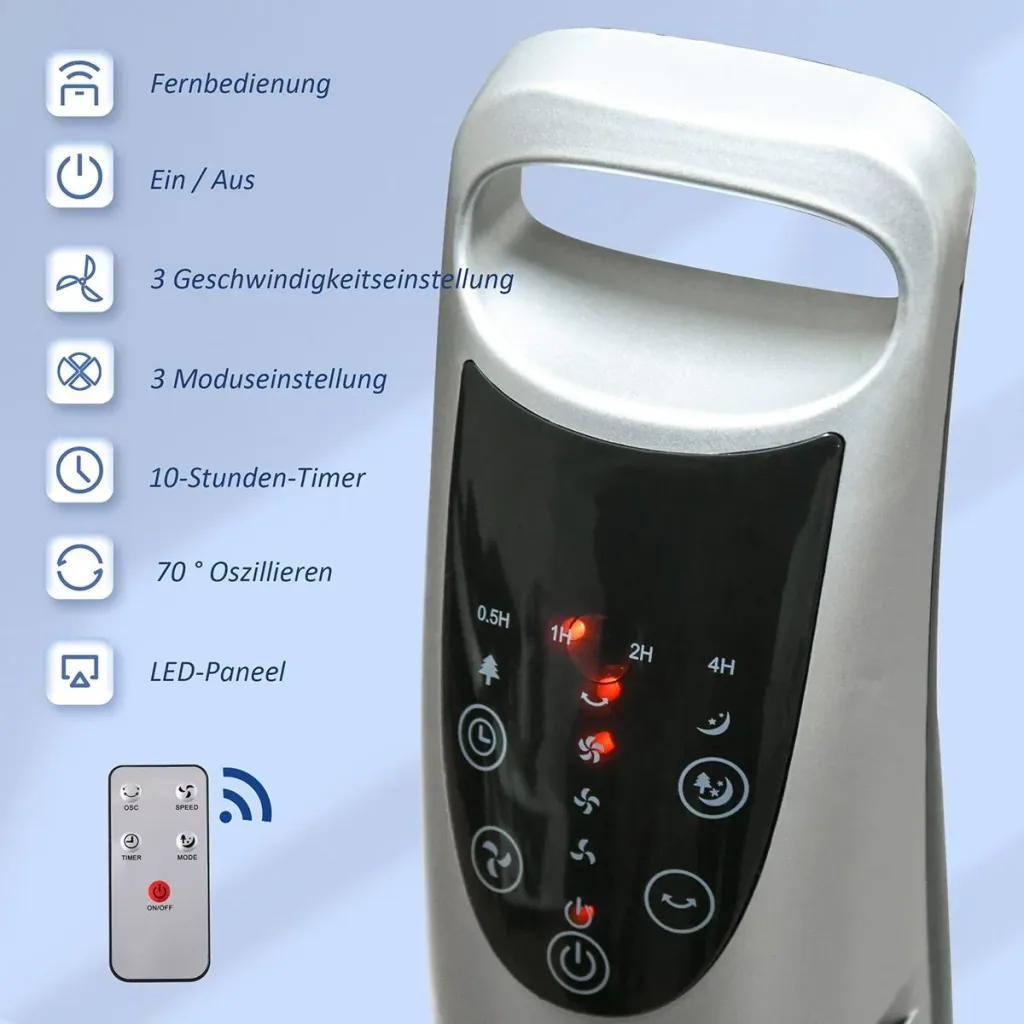 Tower fan with 3 ventilation levels white