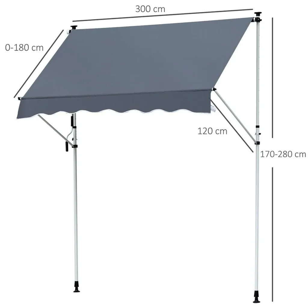 Awning clamp awning sun protection folding arm hand crank balcony aluminum cream white 3x1.2cm
