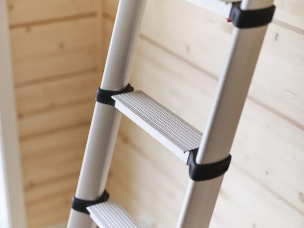 Telescopic leaning ladder, PrimeLine, 4.1 meters, with stabilizer