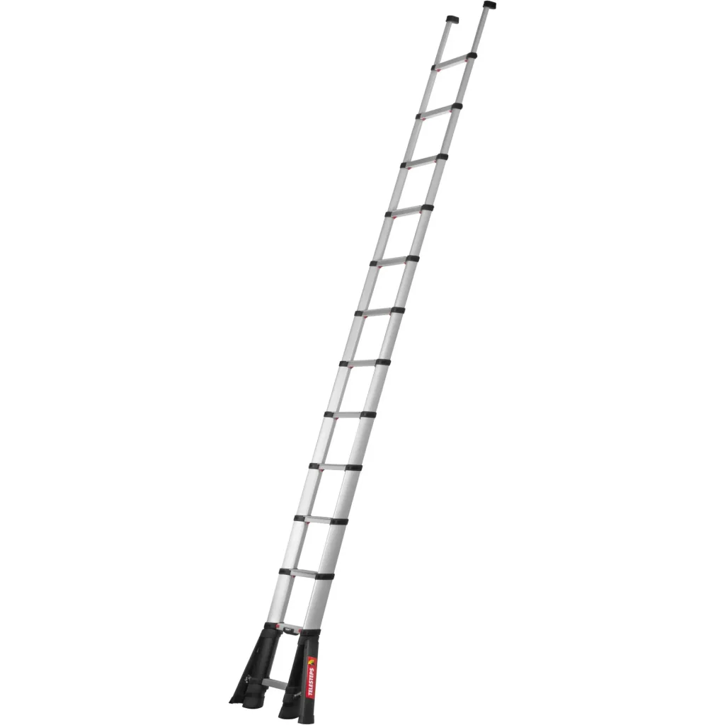 Telescopic leaning ladder, PrimeLine, 4.1 meters, with stabilizer