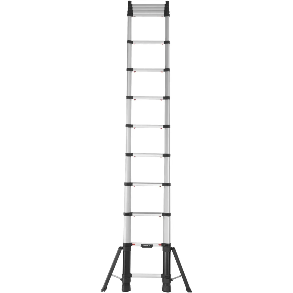 Telescopic leaning ladder, PrimeLine, 4.1 meters, with stabilizer