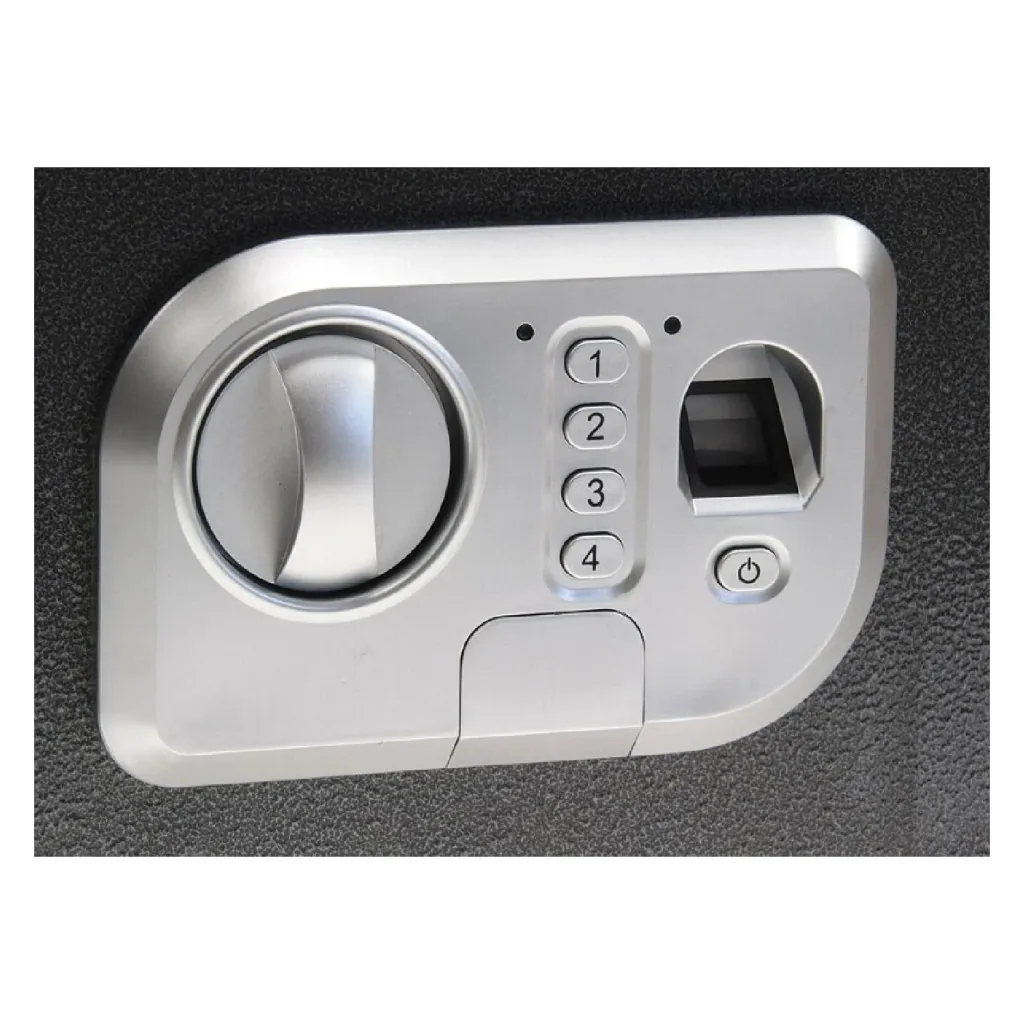 Safe with numeric code and fingerprint sensor